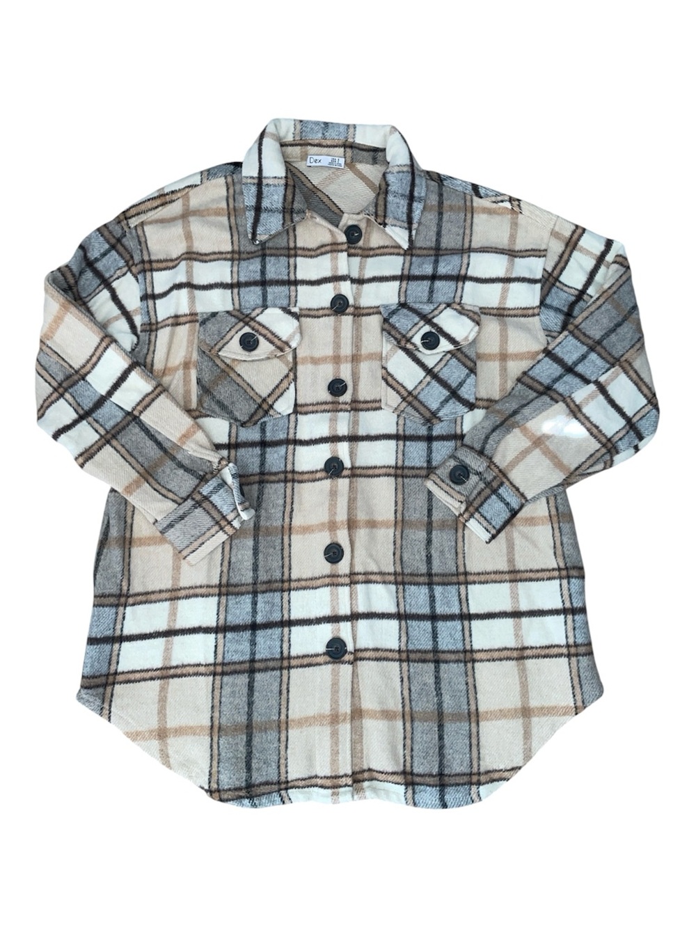 Dex cream and blue plaid Shacket